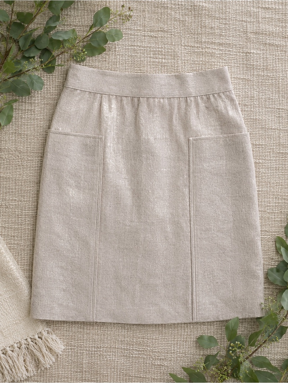 Cartonnier Textured Linen Blend Skirt | Neutral Chic Pocket Anthropologie